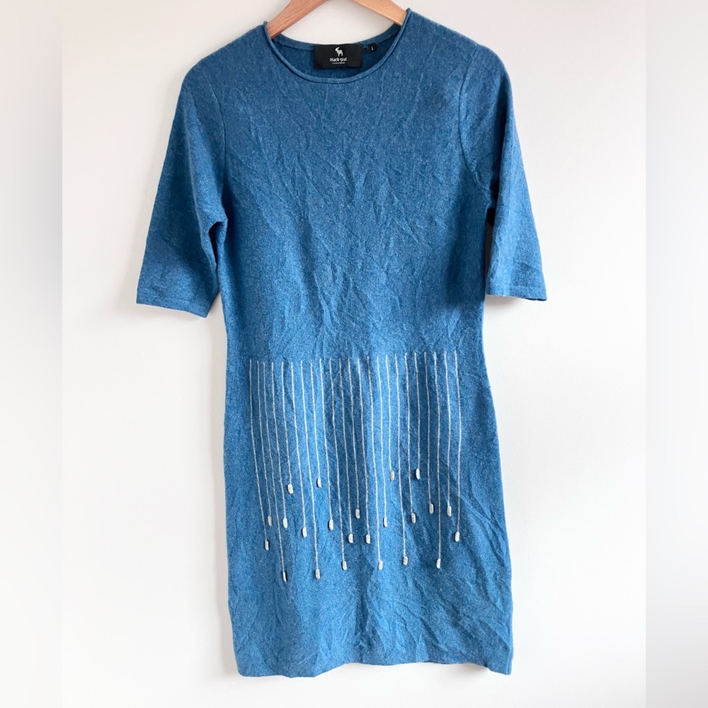 Black Goat luxury 100% cashmere sweater dress blue size Large